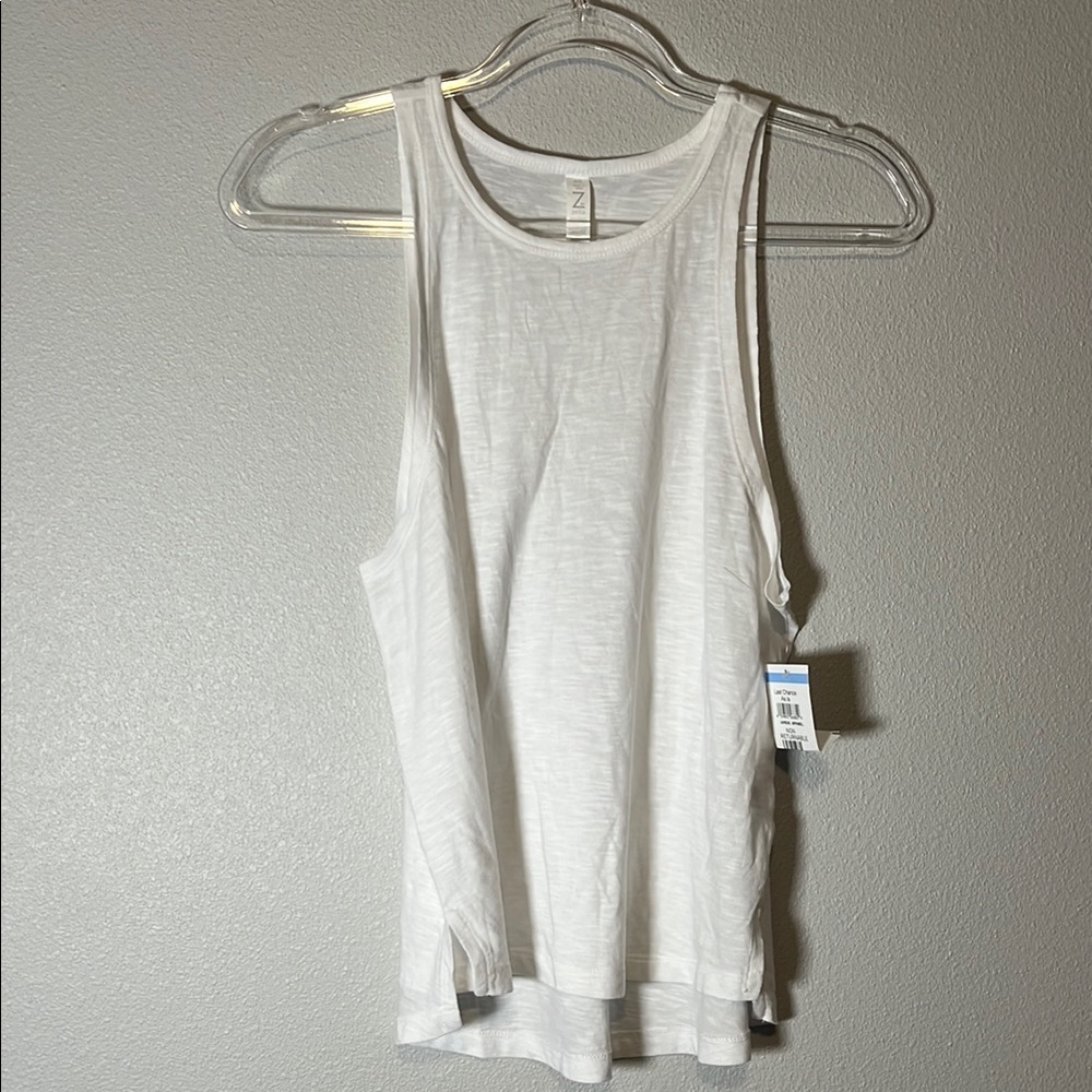 Zella White Ribbed Tank Top